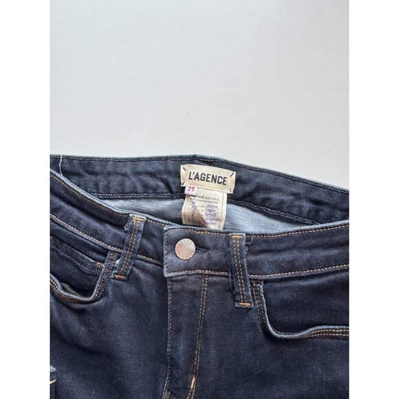 L'AGENCE Margot Midnight Dark Blue High Rise Skinny Ankle Jeans, Size 25 - Picture 12 of 15